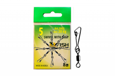 Сезон Рыбалки (Fish Season) Вертлюжки с застёжкой Swiwel With Snap Hooked 3003