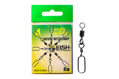 Сезон Рыбалки (Fish Season) Вертлюжки с застёжкой Swiwel With Snap Square 3011.