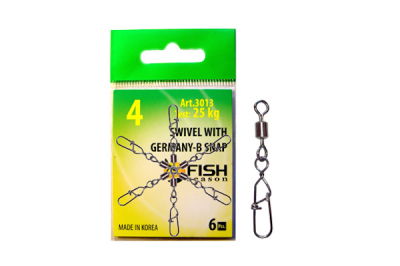 Сезон Рыбалки (Fish Season) Вертлюжки с застёжкой Swiwel With Snap Germany-B 3013